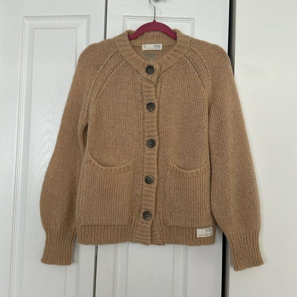 ODD MOLLY 163 CARAMEL HONEY TAN MOHAIR BLEND CARDIGAN SIZE 1